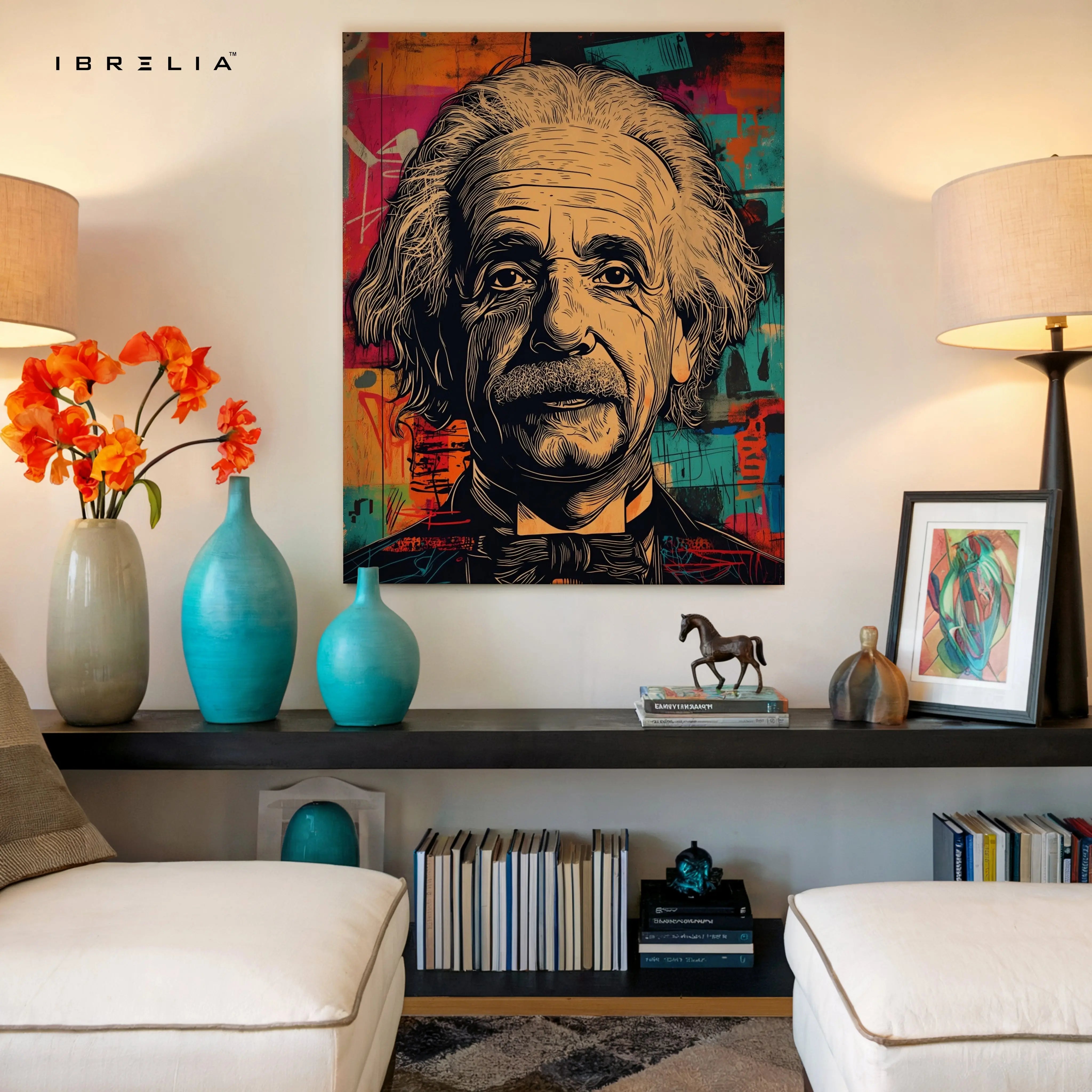 Albert Einstein Pop Art Portrait – 4K Ultra Wrap Frame Wall Art in