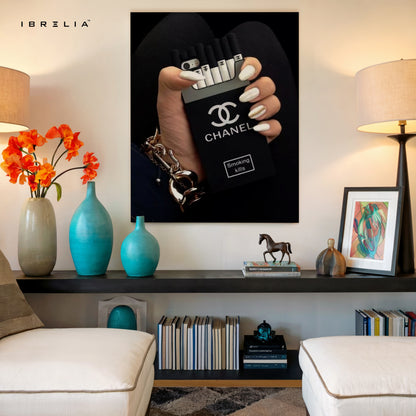 Chanel Noir Cigarette Box Glam Art – 4K Ultra Wrap Frame Wall Art in Pakistan | IBRELIA™