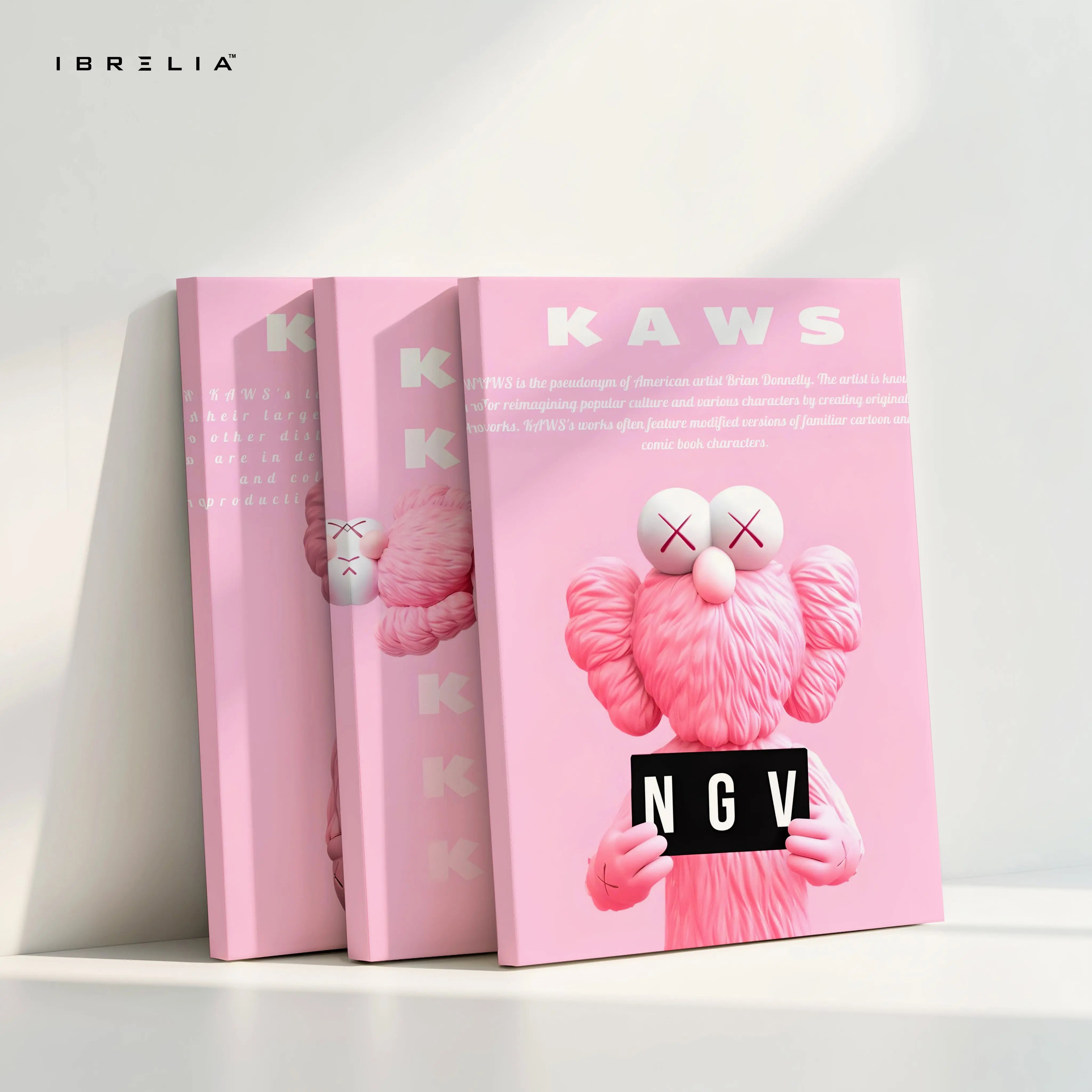 Pink KAWS Companion NGV 3 Panel 4K Ultra HD Wall Art in Pakistan | IBRELIA™ IBRELIA