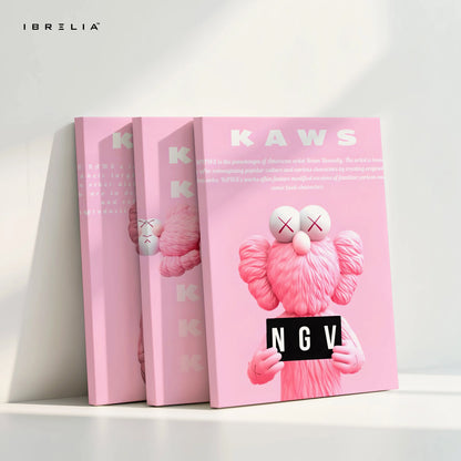 Pink KAWS Companion NGV 3 Panel 4K Ultra HD Wall Art in Pakistan | IBRELIA™ IBRELIA