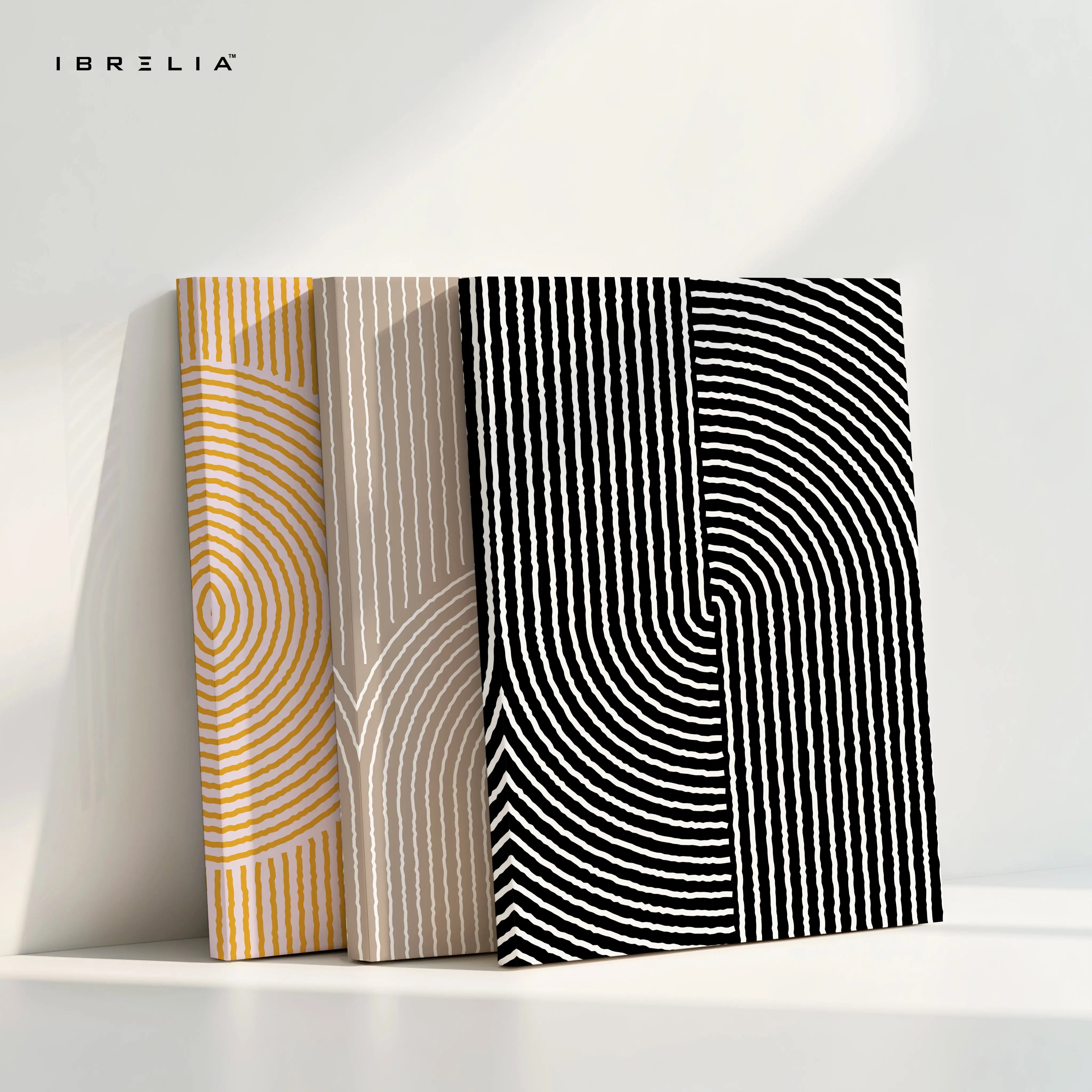 Geometric Line Harmony 3 Panel 4K Ultra HD Wall Art in Pakistan | IBRELIA™ IBRELIA
