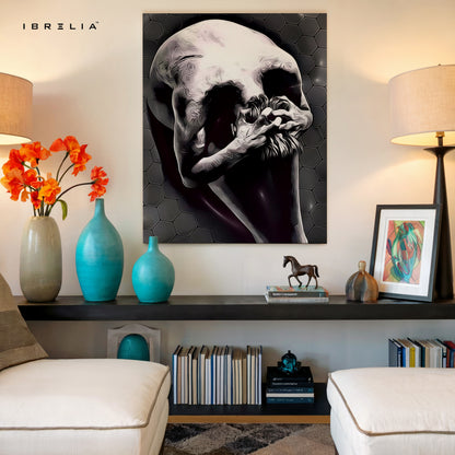 Silent Contemplation Skull – Dark Abstract Thought Art | 4K Ultra Wrap Frame Wall Art in Pakistan | IBRELIA™