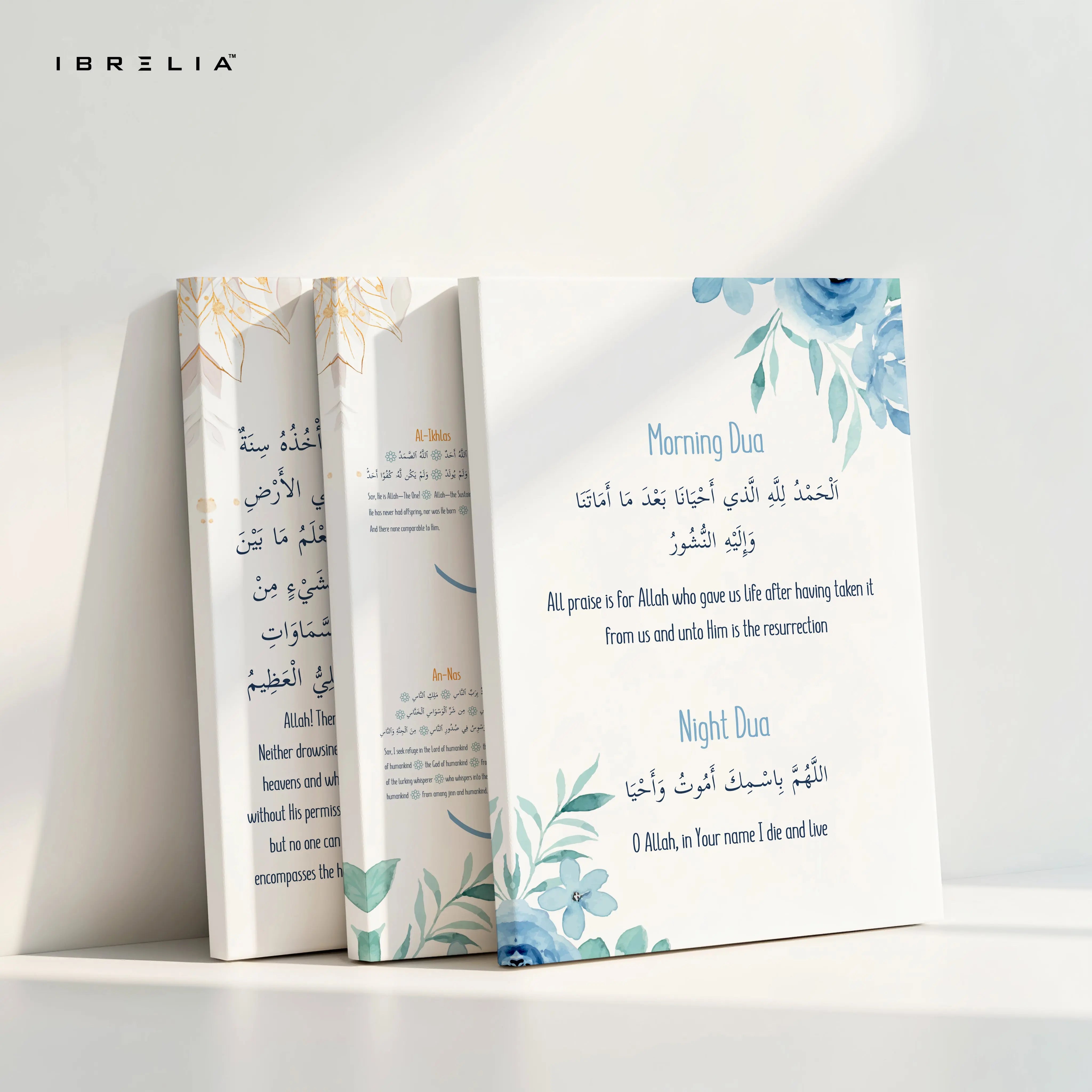 Morning Dua 4 Quls Ayat Al Kursi 3 Panel Islamic 4K Ultra HD Wall Art in Pakistan | IBRELIA™ IBRELIA