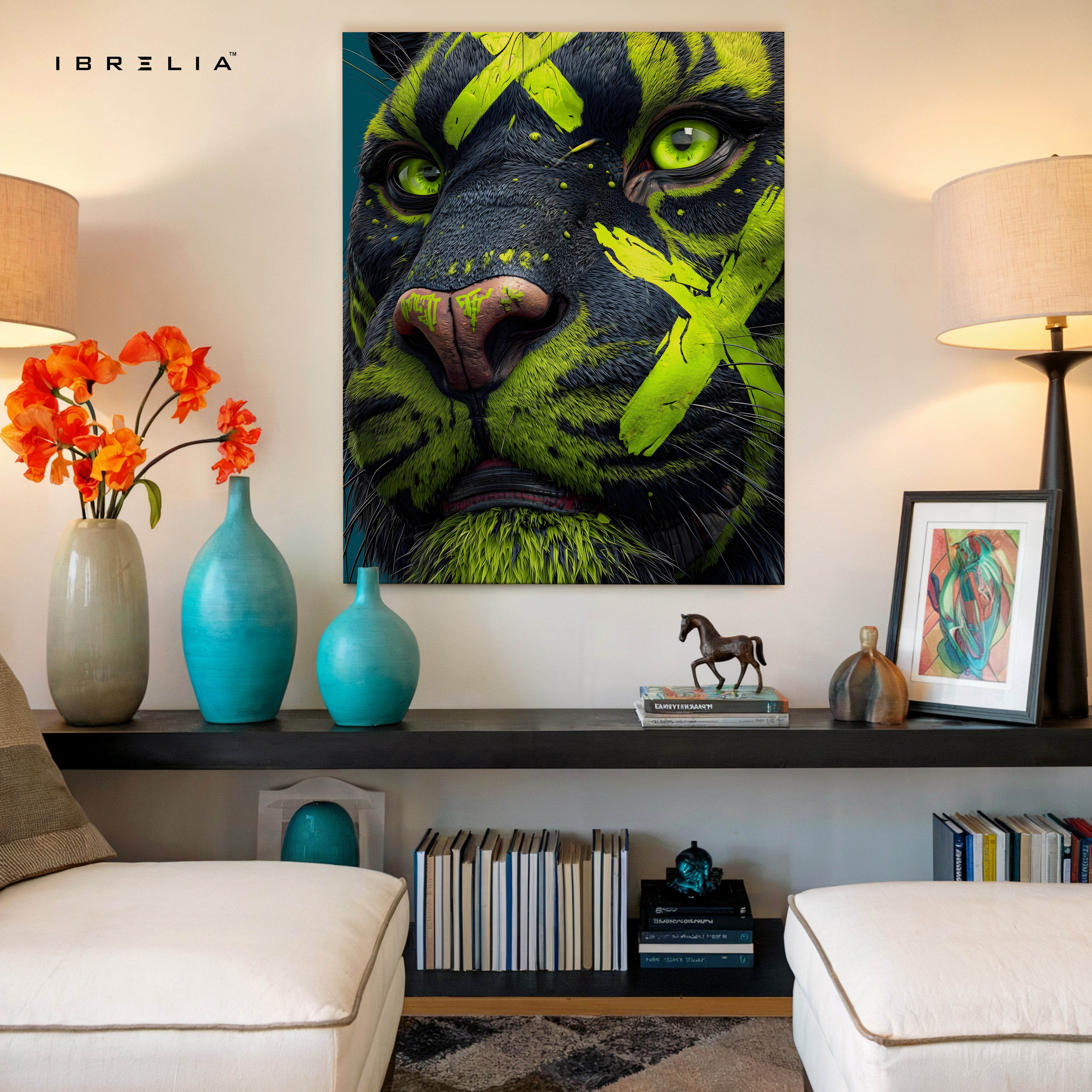 Neon Panther Close-Up Pop Art – 4K Ultra Wrap Frame Wall Art in Pakistan | IBRELIA™