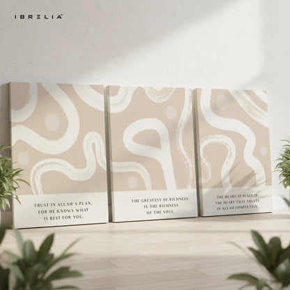 Trust in Allah Minimalist Islamic Quote 3 Panel 4K Ultra HD Wall Art in Pakistan | IBRELIA™ IBRELIA