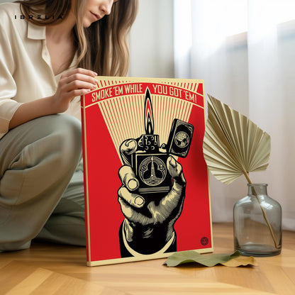 Smoke ’Em While You Got ’Em – Vintage Propaganda Lighter Art | 4K Ultra Wrap Frame Wall Art in Pakistan | IBRELIA™