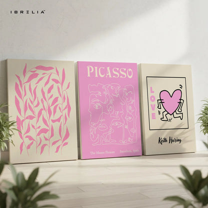 Picasso Love Pink Collection 3 Panel 4K Ultra HD Wall Art in Pakistan | IBRELIA™ IBRELIA