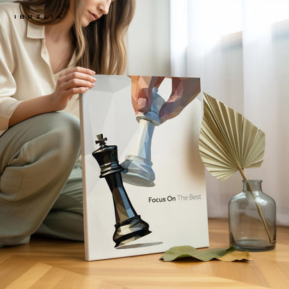 Focus on the Best – Strategic Chess Motivation Art | 4K Ultra Wrap Frame Wall Art in Pakistan | IBRELIA™