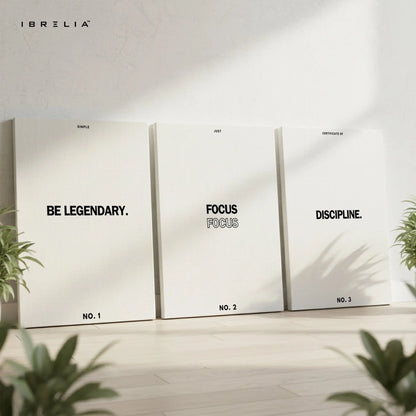 Legendary Focus Discipline 3 Panel Motivational 4K Ultra HD Wall Art in Pakistan | IBRELIA™ IBRELIA