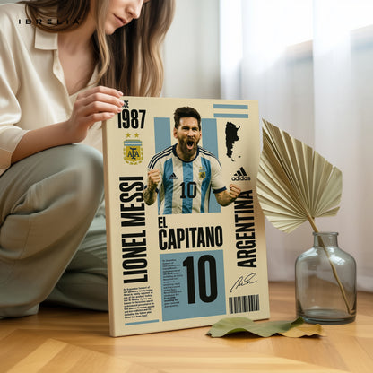 Lionel Messi “El Capitano” Argentina No.10 Poster Art – 4K Ultra Wrap Frame Wall Art in Pakistan | IBRELIA™