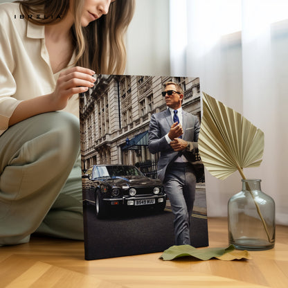 James Bond Street Elegance – 007 Suit & Aston Martin Cinematic 4K Ultra Wrap Frame Wall Art in Pakistan | IBRELIA™