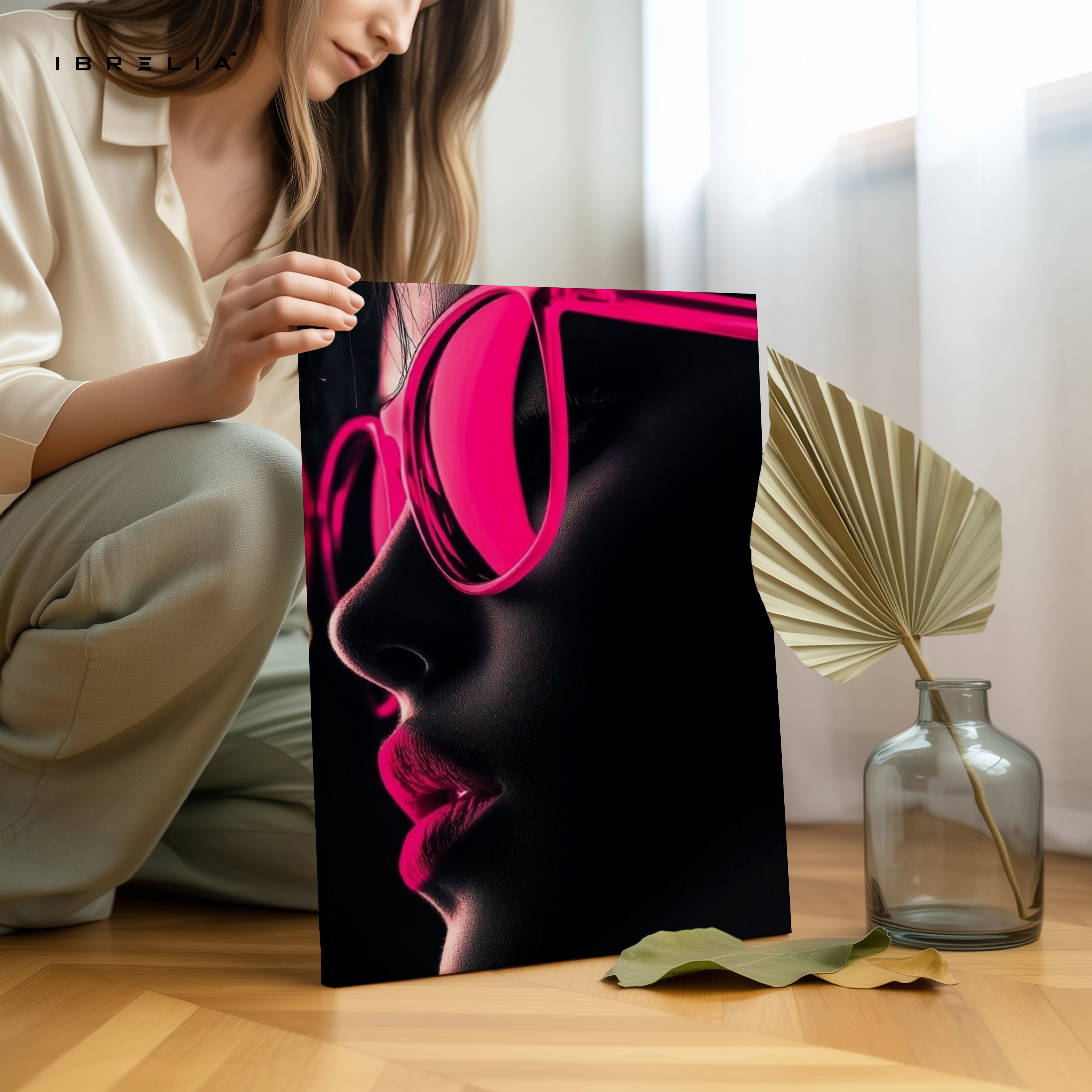 Neon Pink Silence – Minimal Fashion Portrait Art | 4K Ultra Wrap Frame Wall Art in Pakistan | IBRELIA™