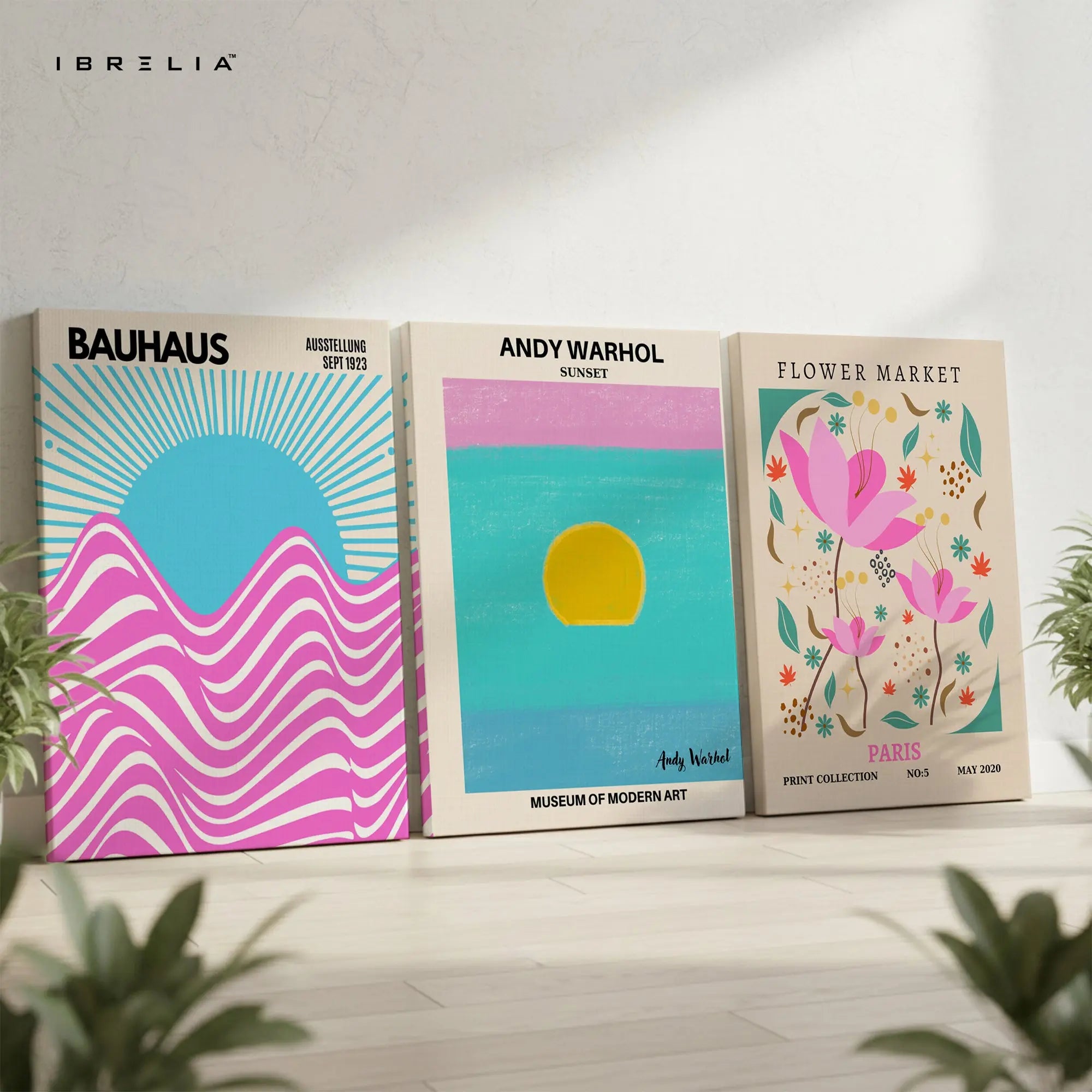 Bauhaus Andy Warhol Flower Market 3 Panel 4K Ultra HD Wall Art in Pakistan | IBRELIA™ IBRELIA