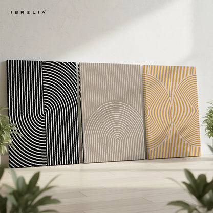 Geometric Line Harmony 3 Panel 4K Ultra HD Wall Art in Pakistan | IBRELIA™ IBRELIA