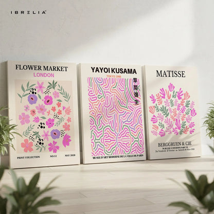 Modern Floral Artists Collection 3 Panel 4K Ultra HD Wall Art in Pakistan | IBRELIA™ IBRELIA