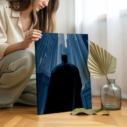 Midnight Guardian Blue – Dark Urban Silhouette Art | 4K Ultra Wrap Frame Wall Art in Pakistan | IBRELIA™