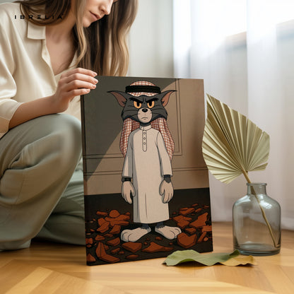 Desert Resolve Tom – Cultural Cartoon Character Art | 4K Ultra Wrap Frame Wall Art in Pakistan | IBRELIA™