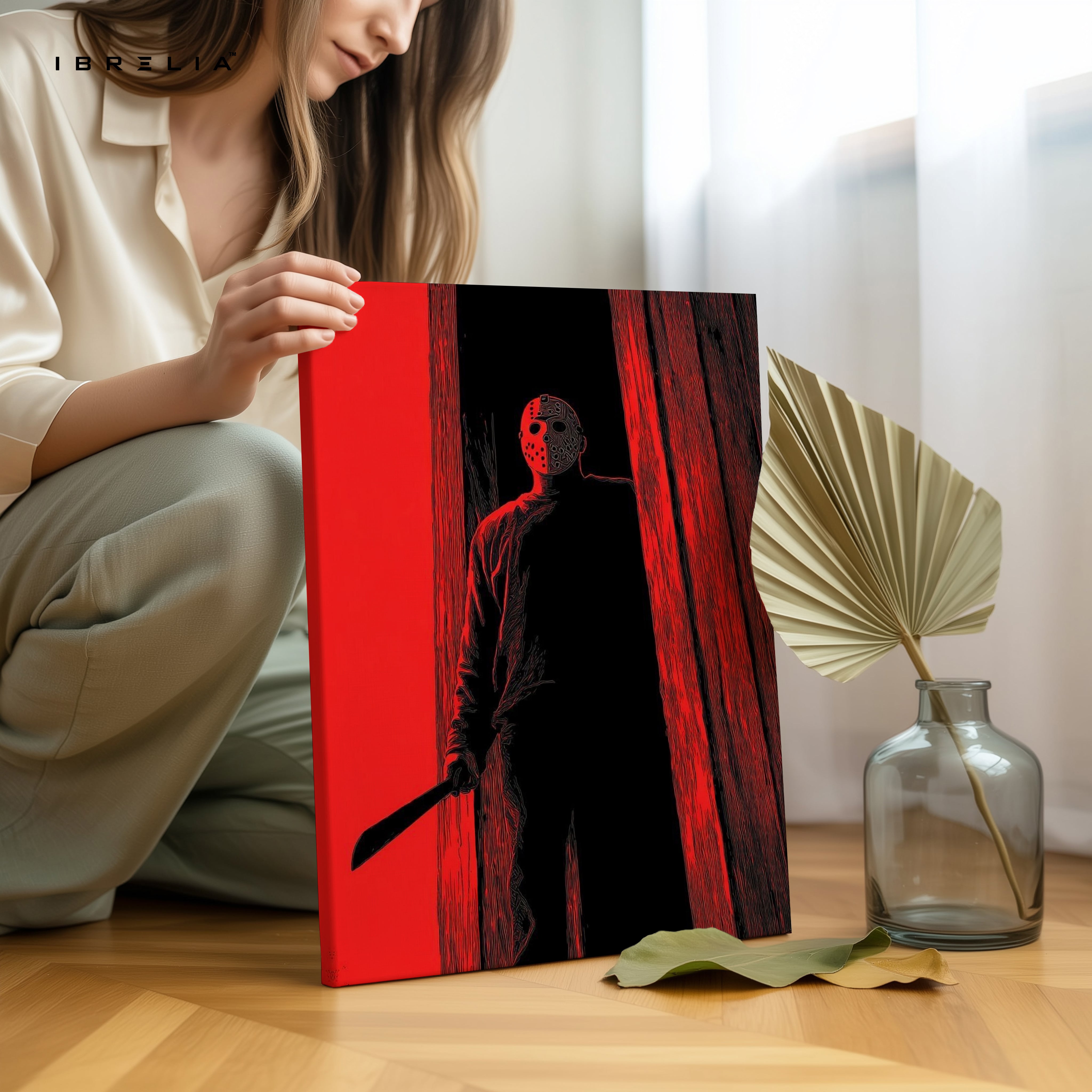 Crimson Threshold – Dark Psychological Noir Art | 4K Ultra Wrap Frame Wall Art in Pakistan | IBRELIA™