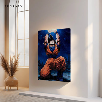 Goku Spirit Bomb Wall Art – Dragon Ball Anime Canvas Frame | Goku Universe Energy Poster Pakistan | IBRELIA™ IBRELIA