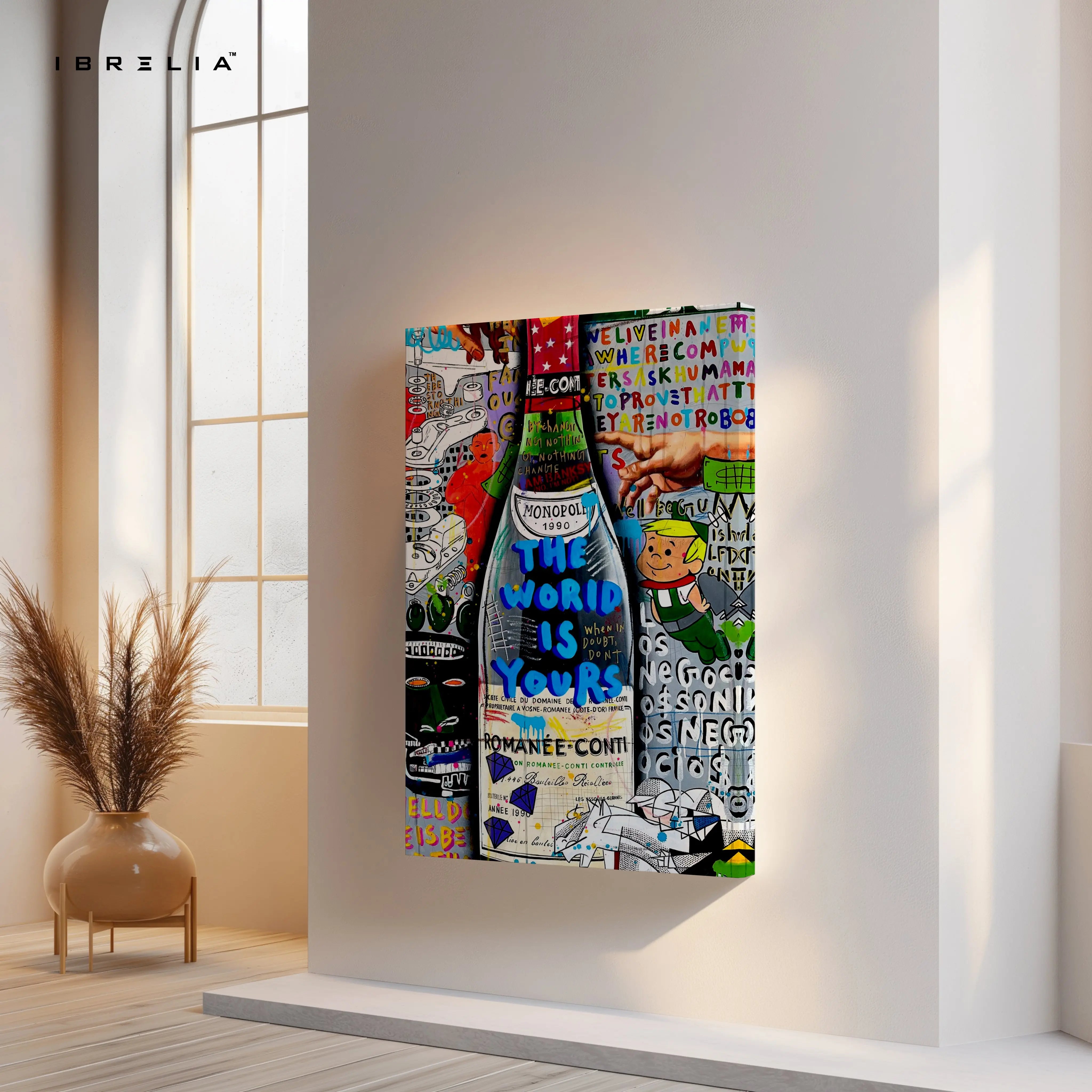Luxury Graffiti Bottle Wall Art – Street Pop Champagne Poster | Monopoly Style Abstract Wealth Art Frame Pakistan | IBRELIA™ IBRELIA