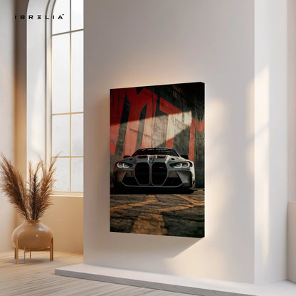 BMW M4 Street Performance Wall Art – Aggressive Front View Canvas Frame | Sports Car Poster Pakistan | IBRELIA™ IBRELIA