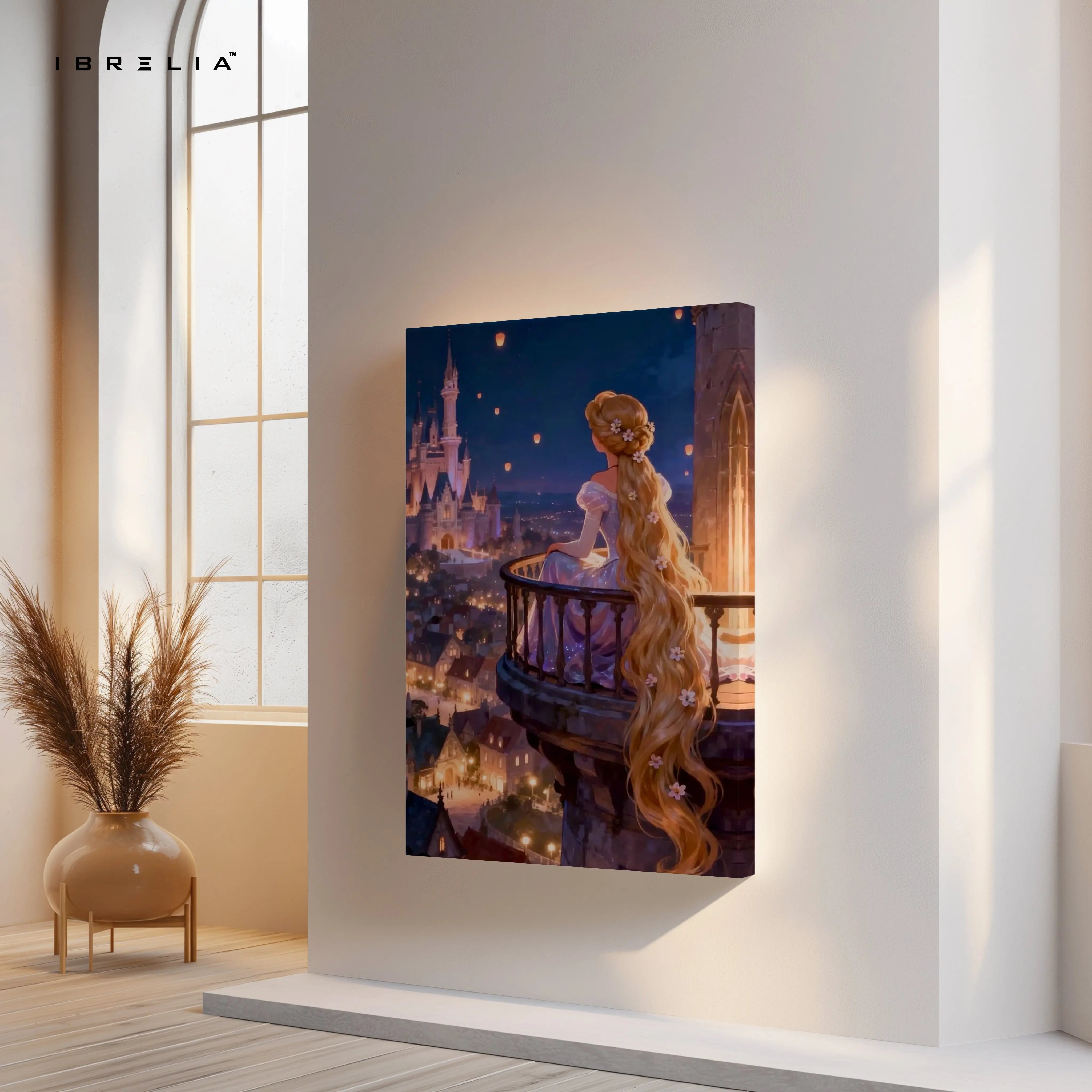Rapunzel Dreamy Lantern Night Wall Art – Fantasy Princess Canvas Frame | Magical Fairytale Decor Pakistan | IBRELIA™ IBRELIA