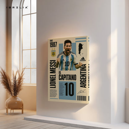Lionel Messi “El Capitano” Argentina No.10 Poster Art – 4K Ultra Wrap Frame Wall Art in Pakistan | IBRELIA™