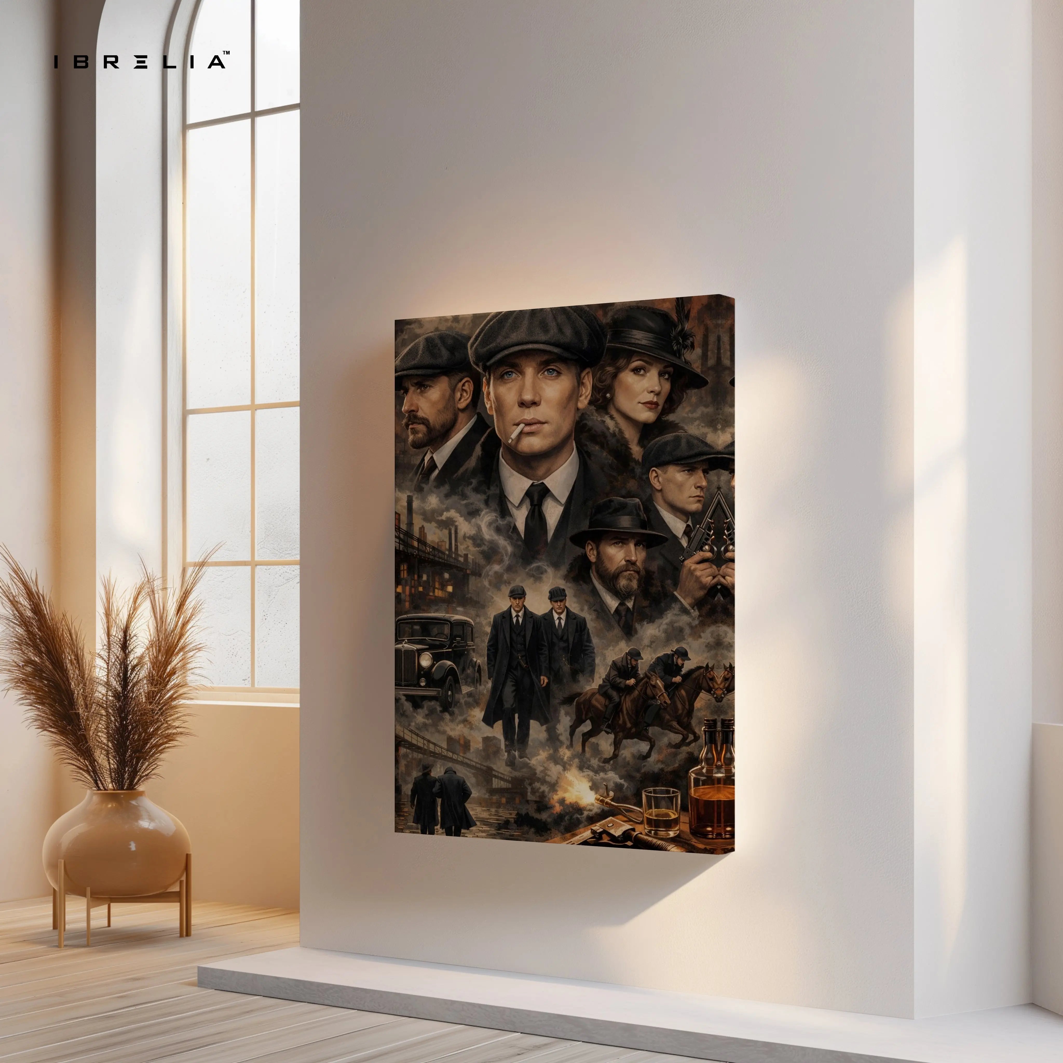 Peaky Blinders Collage Wall Art – Thomas Shelby Gang Canvas Frame | Vintage Crime Series Poster Pakistan | IBRELIA™ IBRELIA