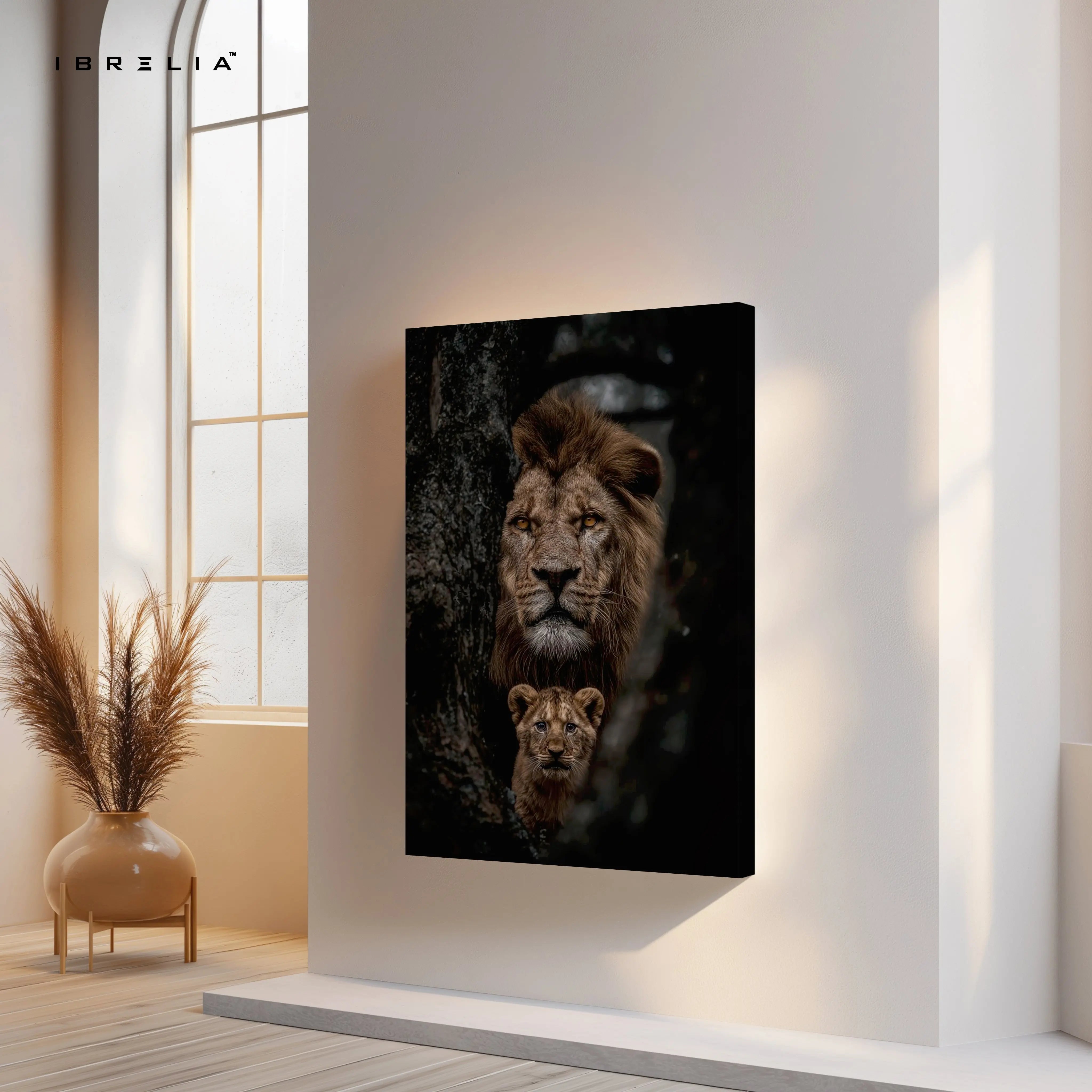 Lion & Cub Wall Art – Father and Son Wildlife Canvas Frame | Powerful Animal Poster Pakistan | IBRELIA™ IBRELIA