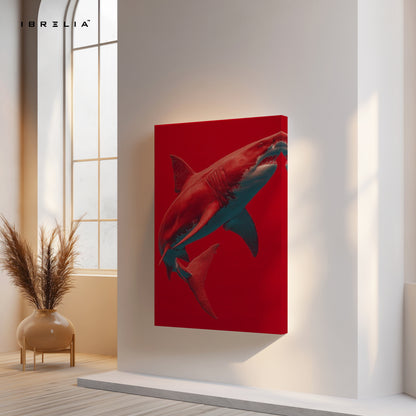 Crimson Shark Modern Art – 4K Ultra Wrap Frame Wall Art in Pakistan | IBRELIA™