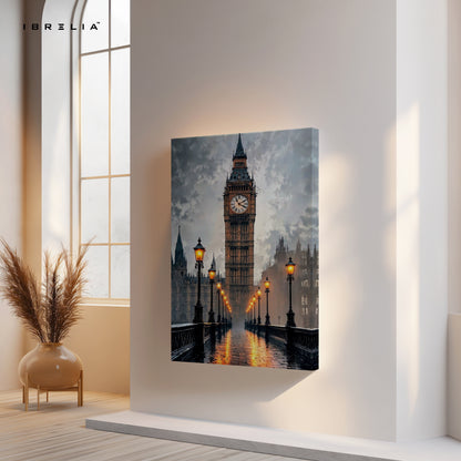 Big Ben Noir Art – Dark Cinematic London Cityscape Wall Art | 4K Ultra Wrap Frame Wall Art in Pakistan | IBRELIA™