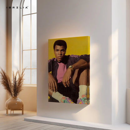 Muhammad Ali Vintage Portrait Wall Art – Iconic Boxing Legend Canvas Frame | Retro Athlete Poster Pakistan | IBRELIA™ IBRELIA