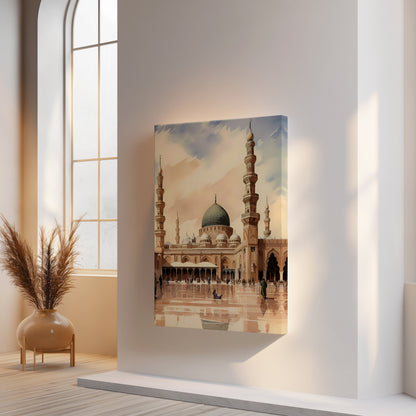 Masjid e Nabawi Courtyard Art – Madinah Serenity | 4K Ultra Wrap Frame Wall Art in Pakistan | IBRELIA™