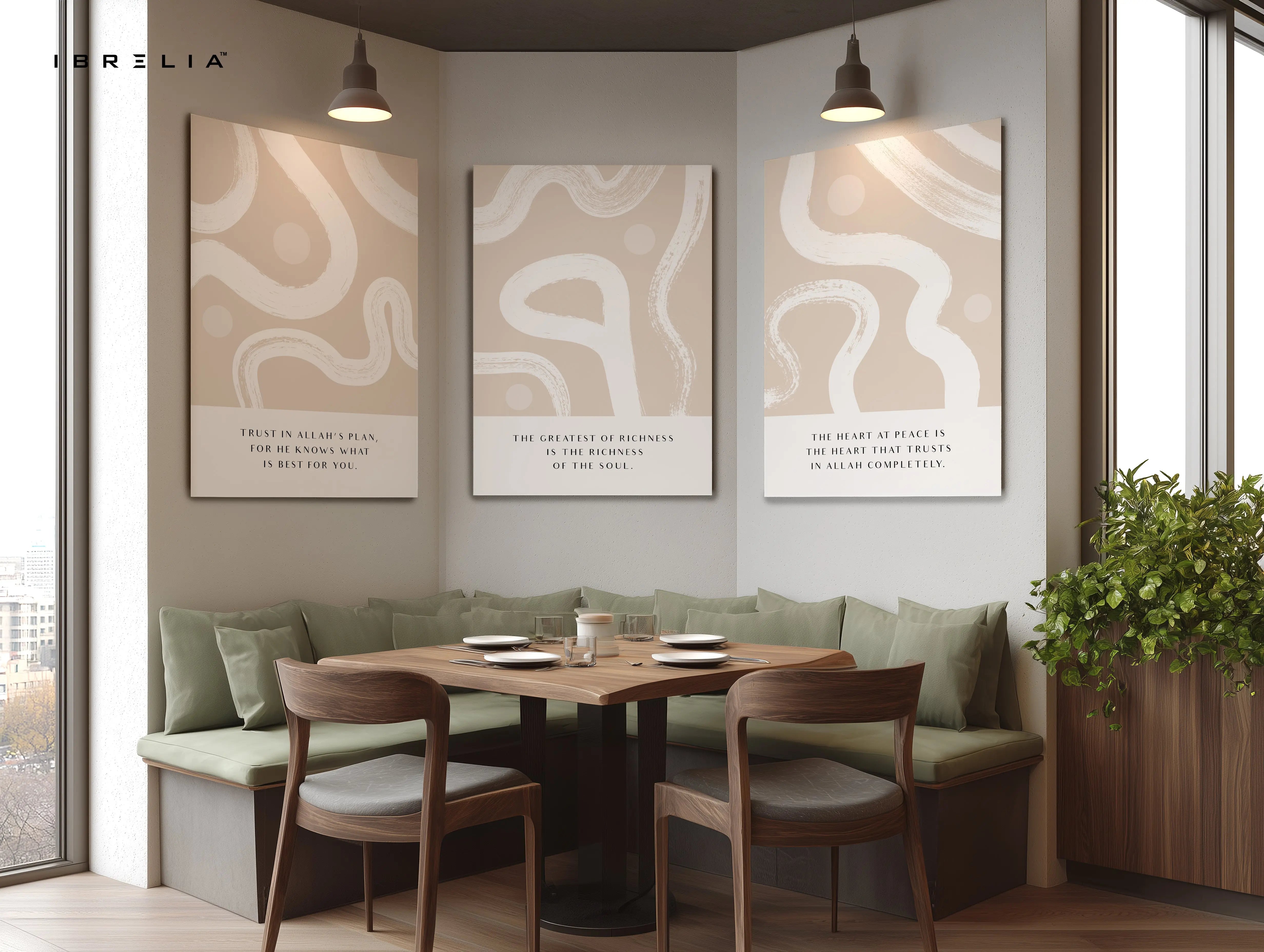 Trust in Allah Minimalist Islamic Quote 3 Panel 4K Ultra HD Wall Art in Pakistan | IBRELIA™ IBRELIA