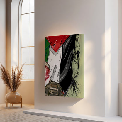 Palestine Resistance Art – Keffiyeh Soldier Graphic | 4K Ultra Wrap Frame Wall Art in Pakistan | IBRELIA™