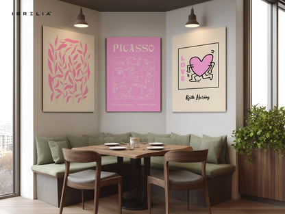 Picasso Love Pink Collection 3 Panel 4K Ultra HD Wall Art in Pakistan | IBRELIA™ IBRELIA