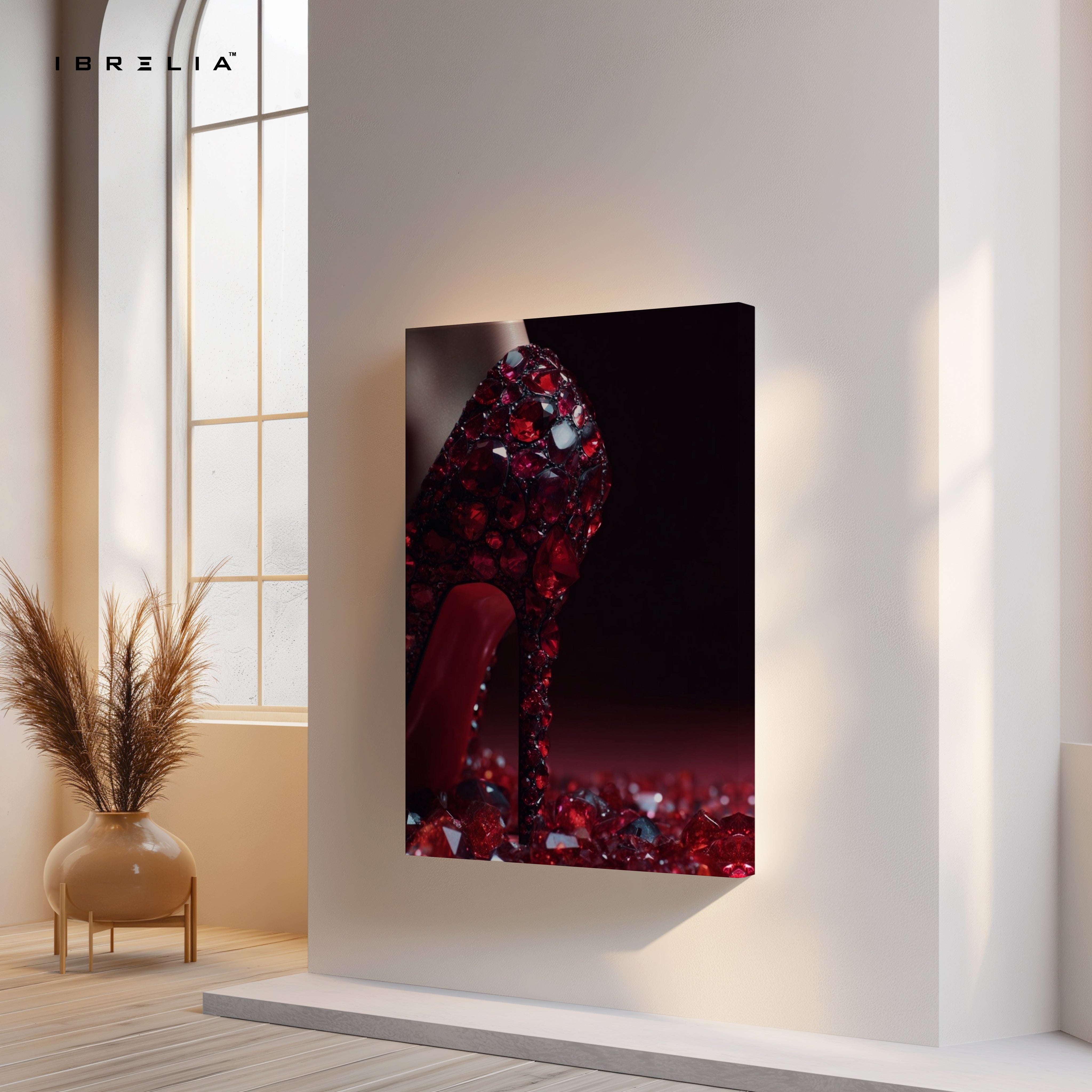 Red Crystal Stiletto Luxury Art – 4K Ultra Wrap Frame Wall Art in Pakistan | IBRELIA™