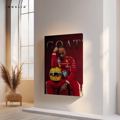 Lewis Hamilton “GOAT” Ferrari Portrait Art – 4K Ultra Wrap Frame Wall Art in Pakistan | IBRELIA™