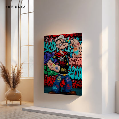 Popeye Street Power Graffiti Art – Urban Muscle Pop Art | 4K Ultra Wrap Frame Wall Art in Pakistan | IBRELIA™