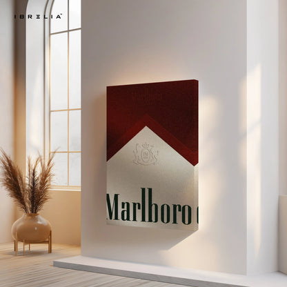 Marlboro Minimalist Wall Art – Vintage Cigarette Pack Canvas Frame | Bold Retro Graphic Poster Pakistan | IBRELIA™ IBRELIA