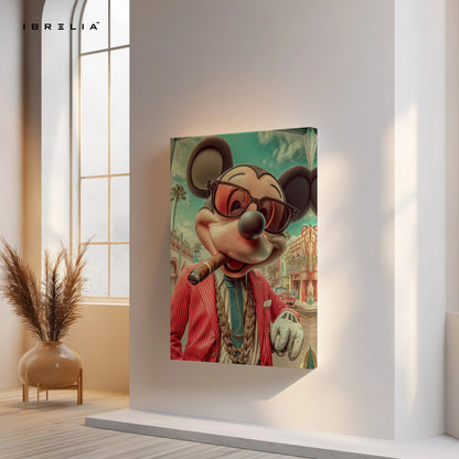 Luxury Mickey Mouse Wall Art – Mafia Style Cartoon Canvas Frame | Premium Street Art Decor Pakistan | IBRELIA™ IBRELIA