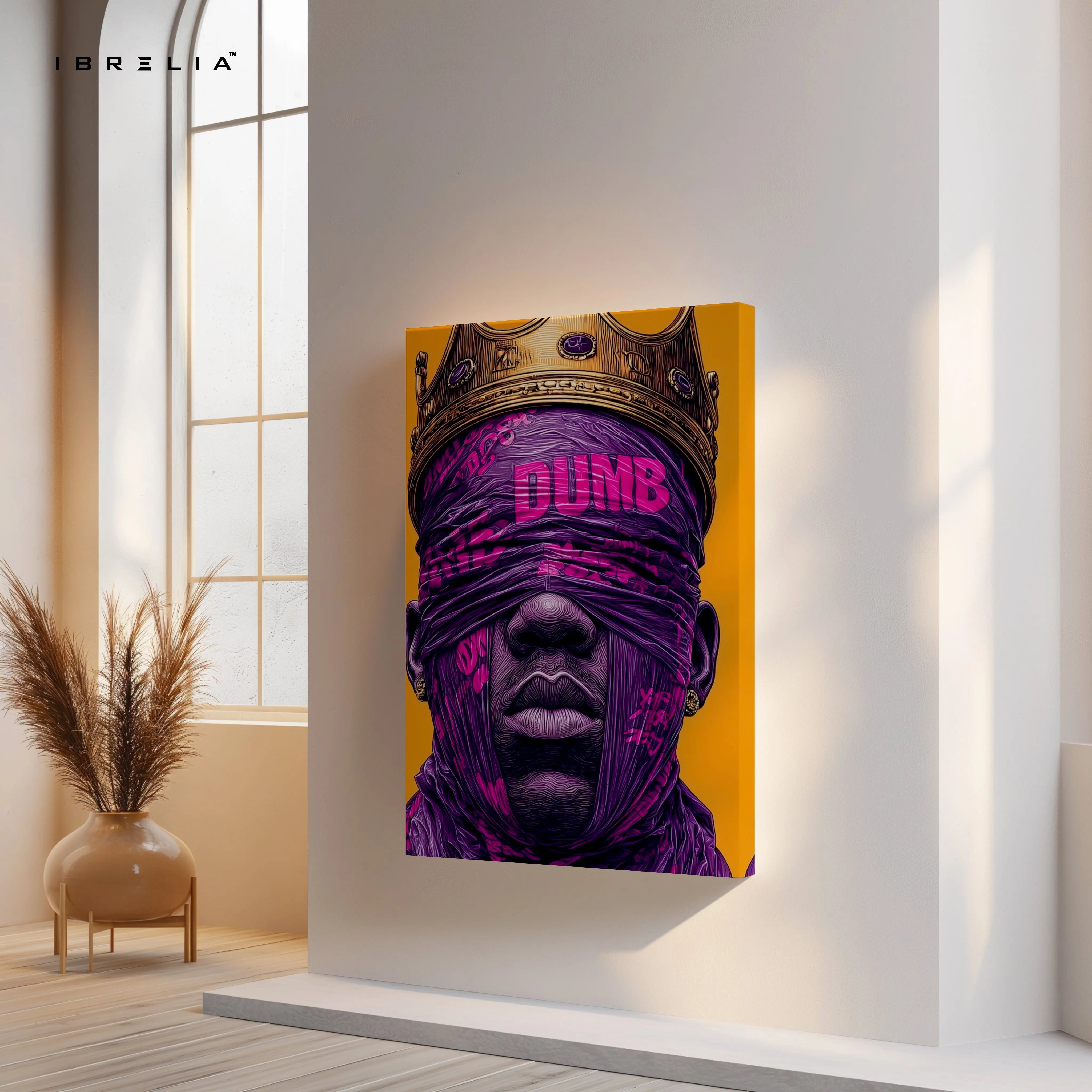 Urban King Graffiti Wall Art – Crown Street Art Poster | Bold Purple King Canvas Frame Pakistan | IBRELIA™ IBRELIA