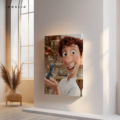 Chef & Rat Friendship Wall Art – Culinary Magic Canvas Frame | Animated Kitchen Scene Decor Pakistan | IBRELIA™ IBRELIA