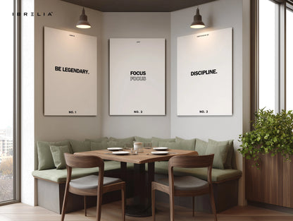 Legendary Focus Discipline 3 Panel Motivational 4K Ultra HD Wall Art in Pakistan | IBRELIA™ IBRELIA