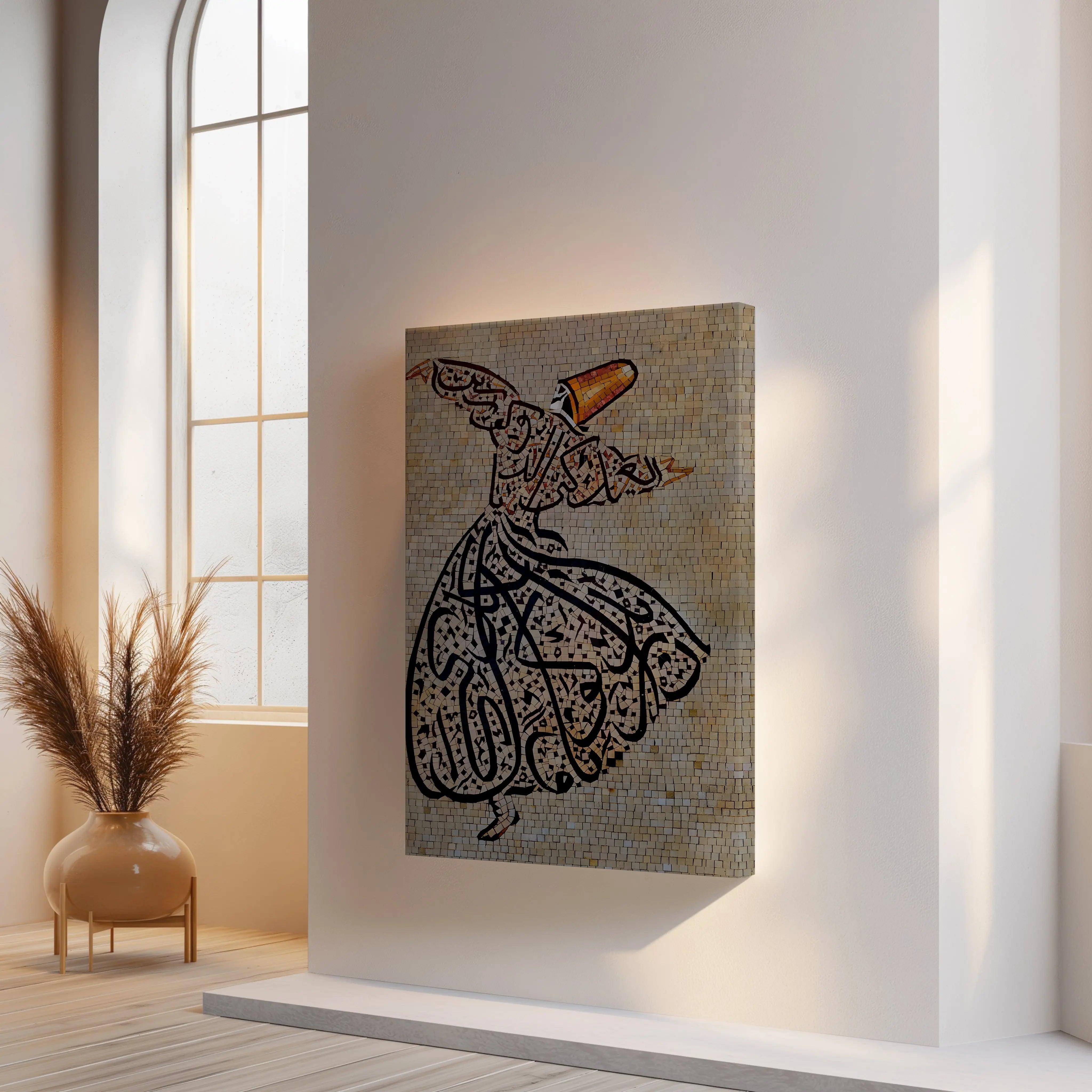 Whirling Dervish Mosaic Art – Sufi Spiritual Dance Wall Art | 4K Ultra Wrap Frame Wall Art in Pakistan | IBRELIA™ IBRELIA