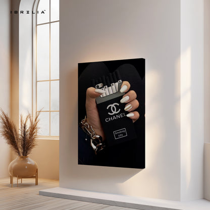 Chanel Noir Cigarette Box Glam Art – 4K Ultra Wrap Frame Wall Art in Pakistan | IBRELIA™