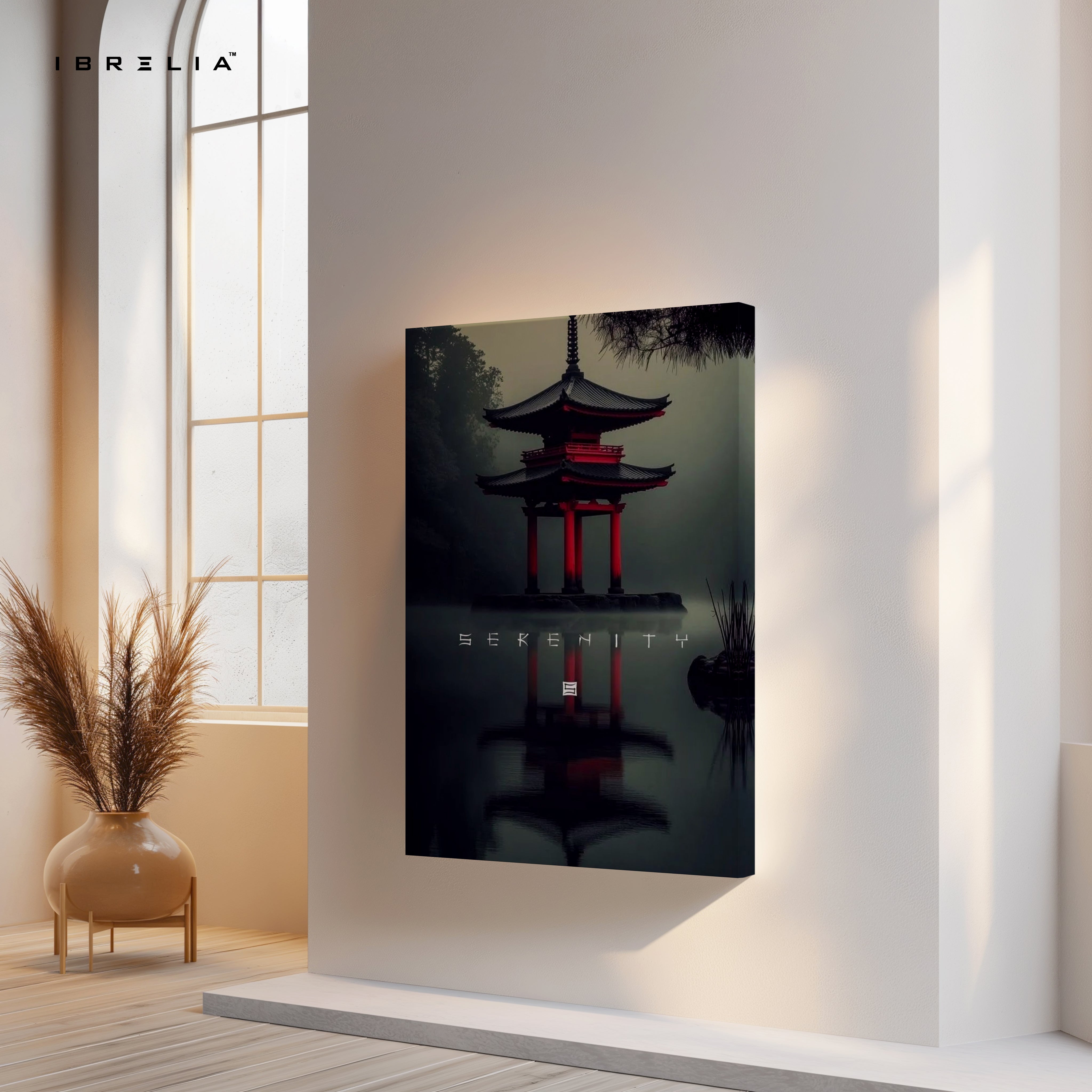 Serenity Pagoda Reflection Art – Zen Minimal Japanese Temple Wall Art | 4K Ultra Wrap Frame Wall Art in Pakistan | IBRELIA™