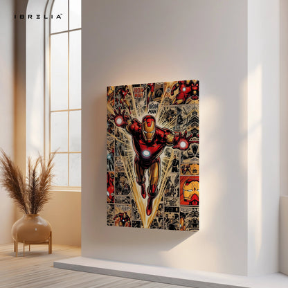 Iron Man Flying Wall Art – Marvel Superhero Comic Canvas Frame | Iron Man Poster Pakistan | IBRELIA™ IBRELIA