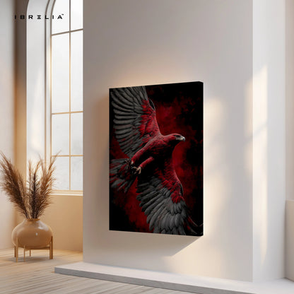 Red Eagle Power Wall Art – Majestic Bird Canvas Frame | Dark Aesthetic Wildlife Poster Pakistan | IBRELIA™ IBRELIA