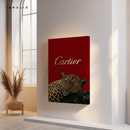 Leopard Prestige Red Art – Luxury Jewelry-Inspired Wild Aesthetic Wall Art | 4K Ultra Wrap Frame Wall Art in Pakistan | IBRELIA™